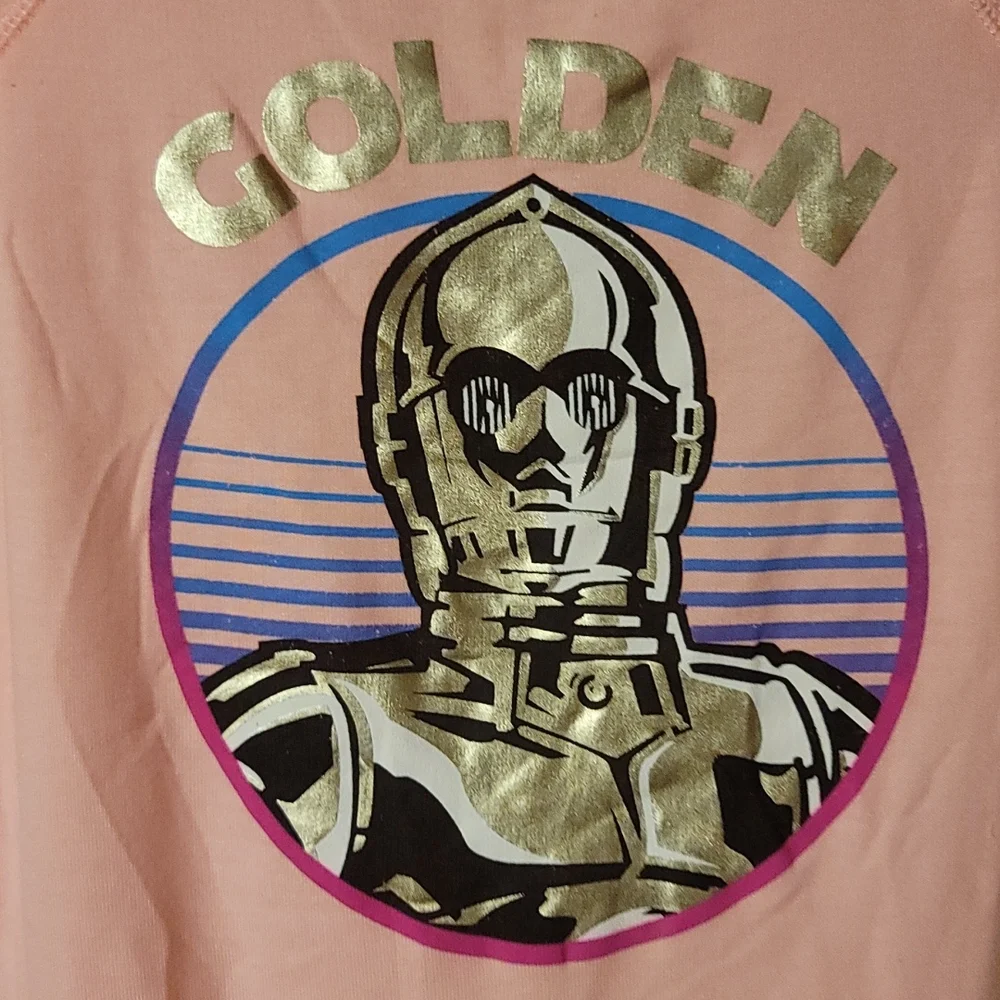STAR WARS GIRL'S GOLDEN 3-CPO SWEATSHIRT: PINK: NEW WITH DEFECT: SZ L (10/12)